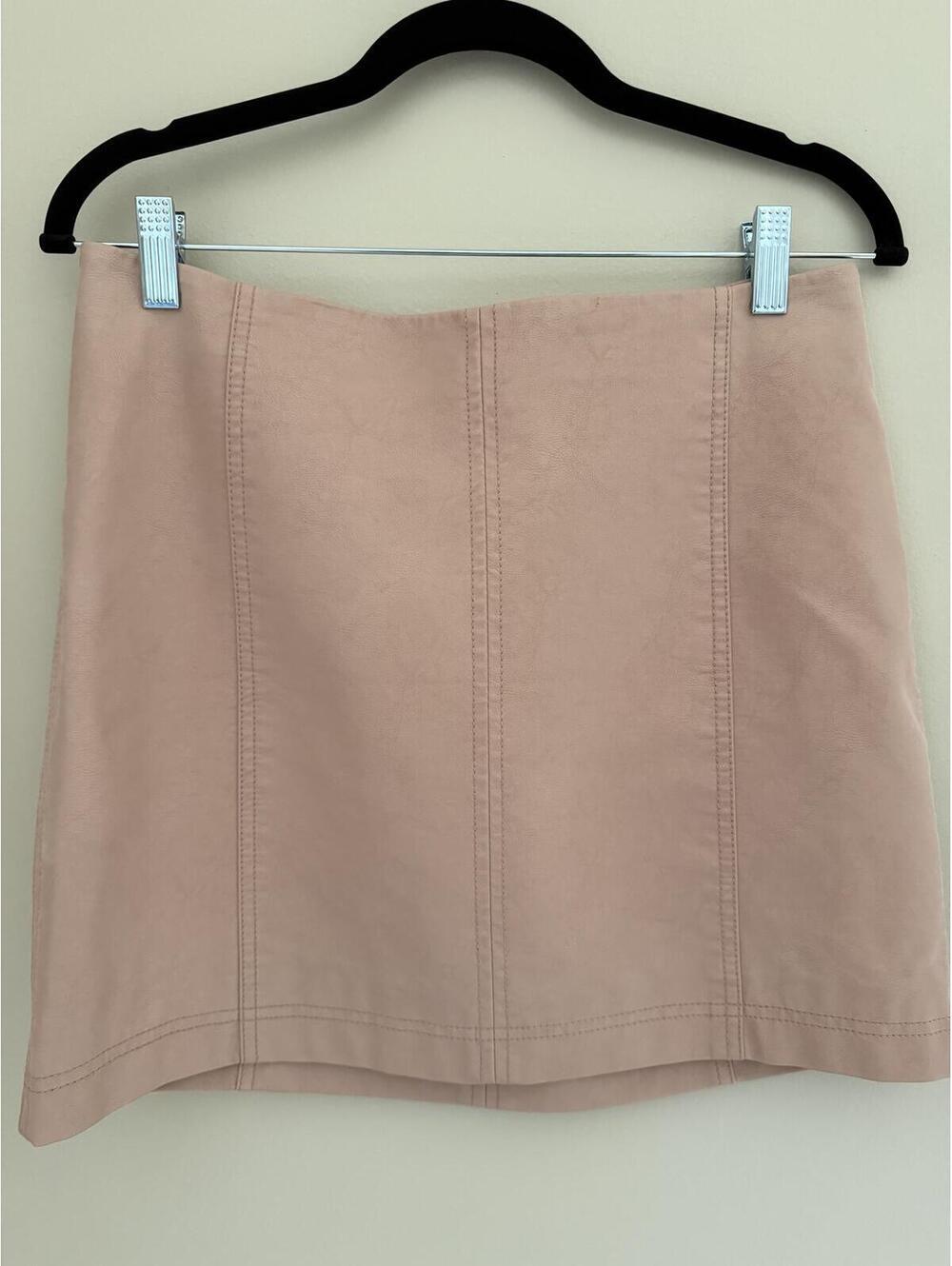 M Free People Tan Leathery-Feeling Mini Skirt